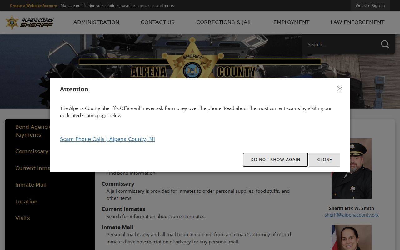 Alpena County arrest history jail and corrections hub