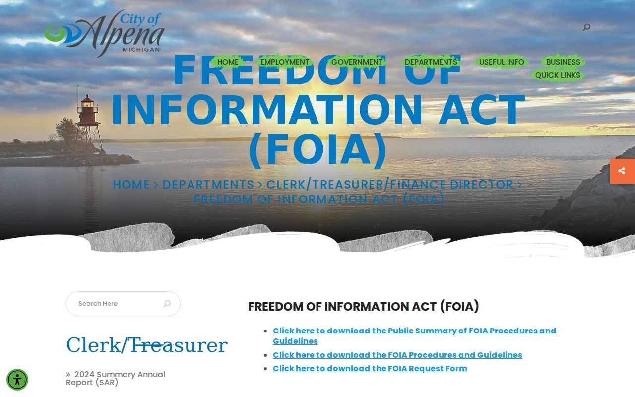 City of Alpena Freedom of Information Act request hub
