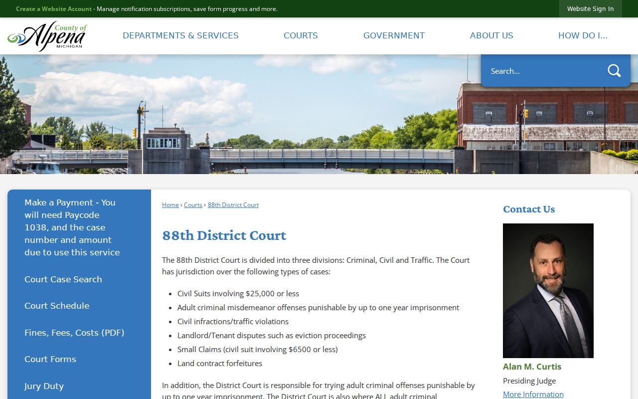 Alpena County 88th District Court information page