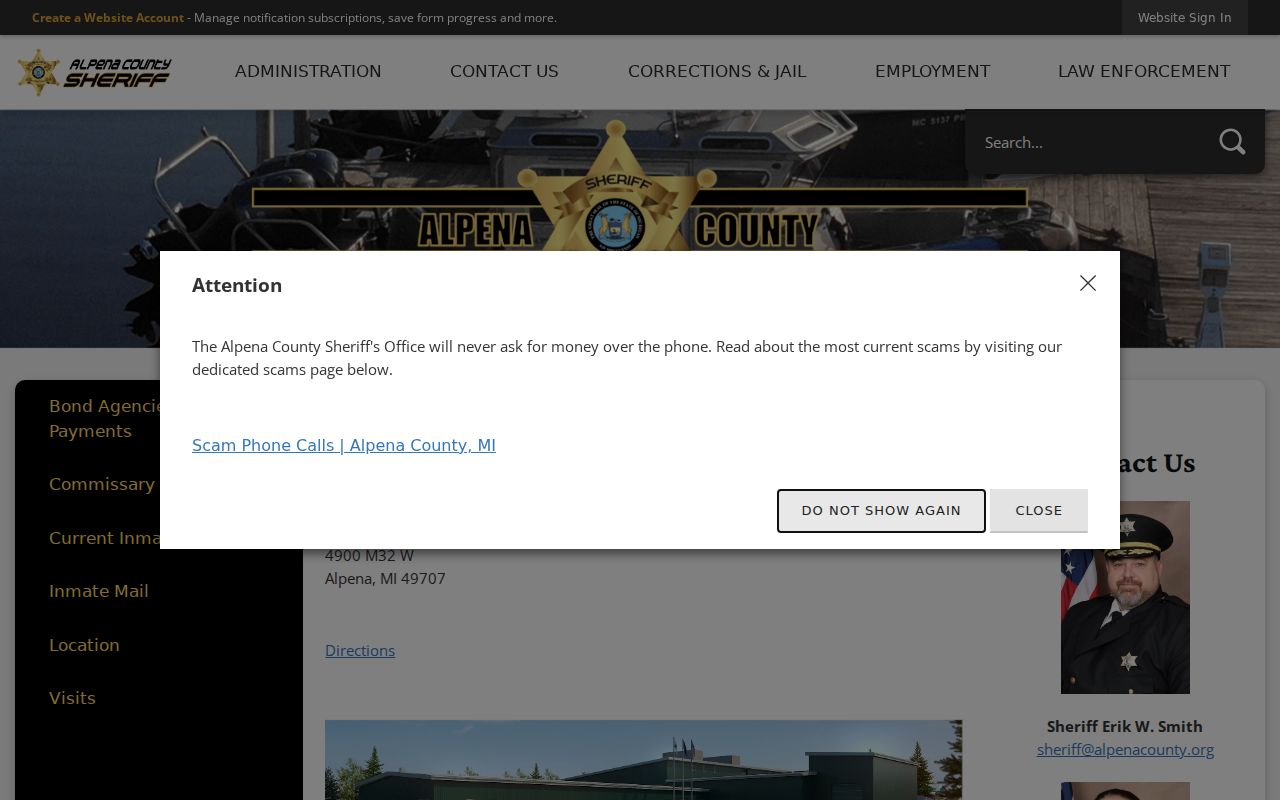 Alpena County criminal history and county jail location