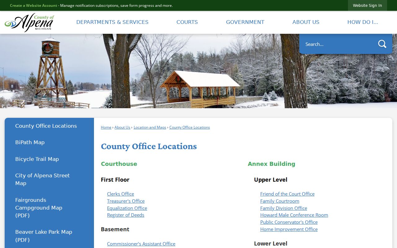 Alpena County criminal records courthouse and annex offices
