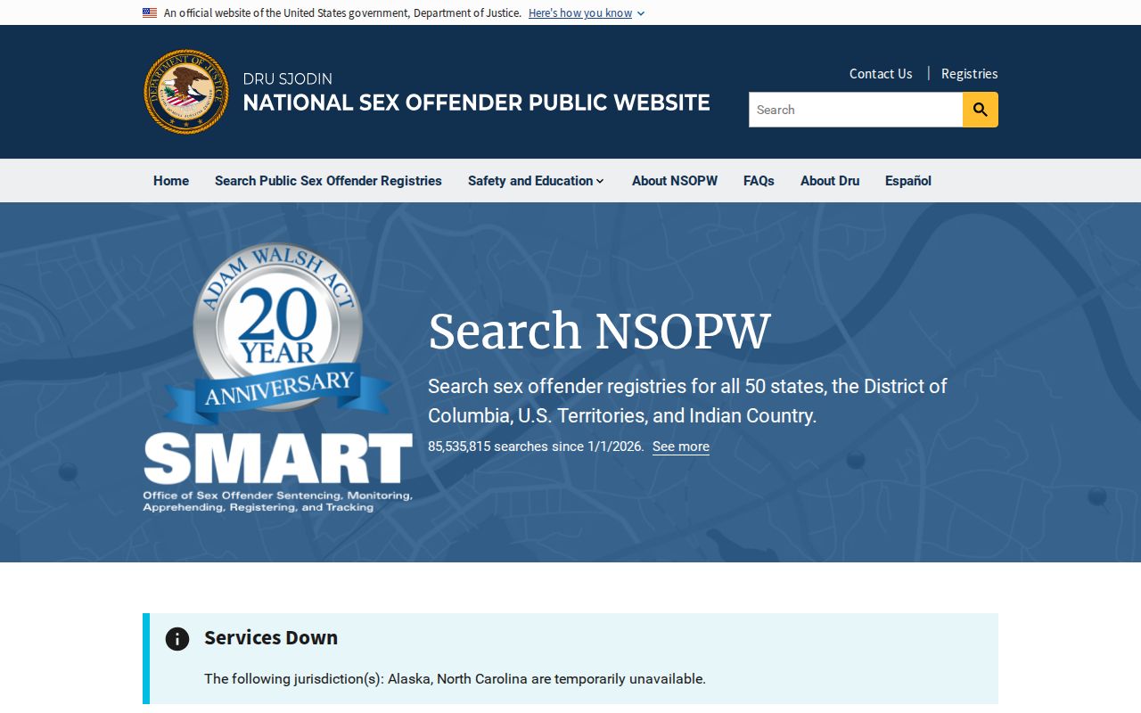 National Sex Offender Public Website search used beyond Alpena County